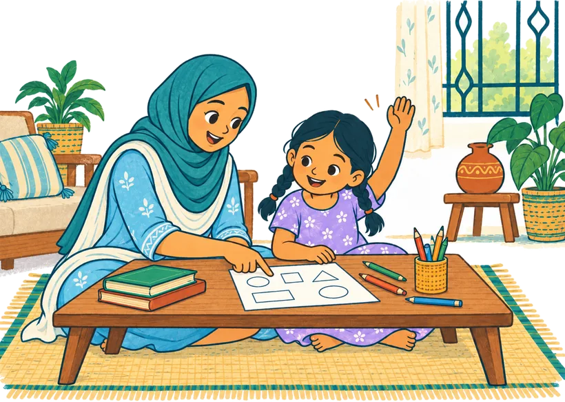 মেন্টর বাসায় একটা মেয়েকে worksheet দিয়ে পড়াচ্ছেন